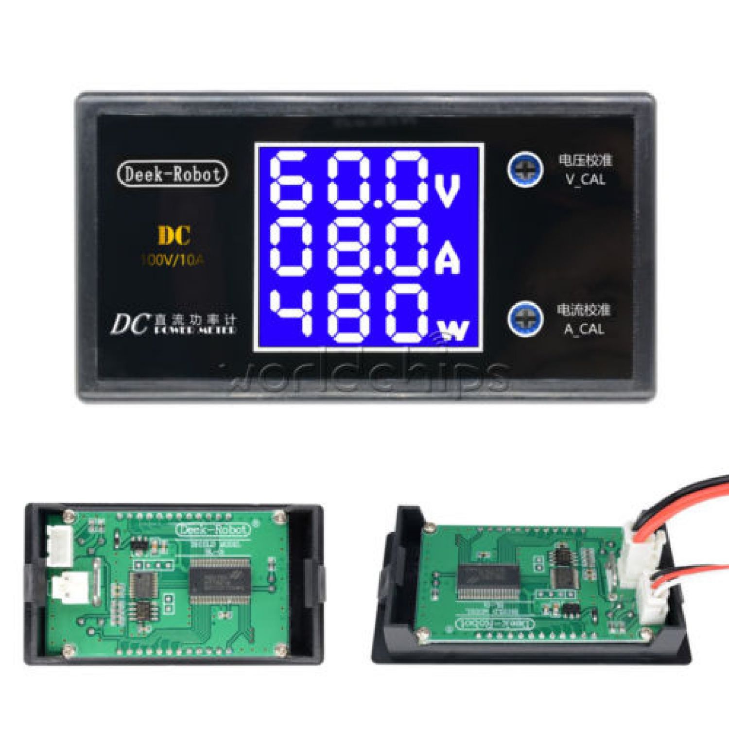 Digital DC 100V 10A 1000W LCD Display Voltmeter Ammeter Wattmeter Tester